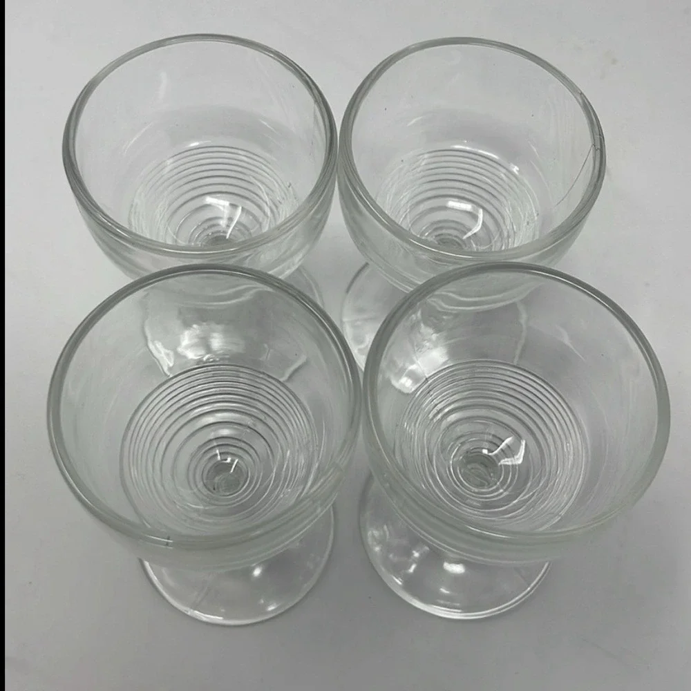 Set of 4 Vintage Beehive clear petite Sherry Gimlet stemmed Glasses - Picture 2 of 8
